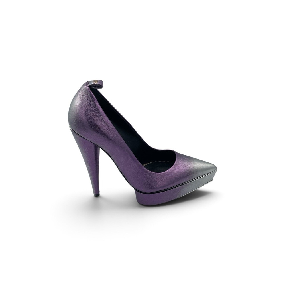Tom Ford Ombré Metallic Leather Platform Pumps Purple Silver EU 37 US 7 - Picture 9 of 12